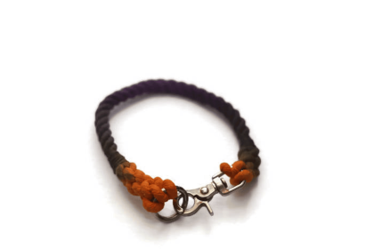 Rope Dog Collar (Color: Black, Orange, and Purple, size: 22 inches)