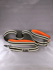 Headlight Harness Double Handle Reflective Leash (Color: Orange, size: 6ft)