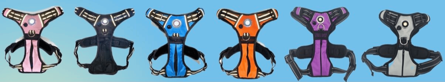 Headlight Harness, Dog Harness with Built In LED Light (Color: Purple, size: large)