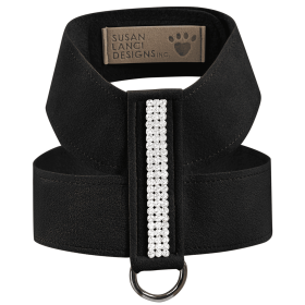 Susan Lanci Designs 3 Row Giltmore Crystals Tinkie Harness (Color: Black, size: XL)