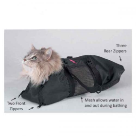 Top Performance Cat Grooming Bag (Color: Black, size: 18x9.5In)