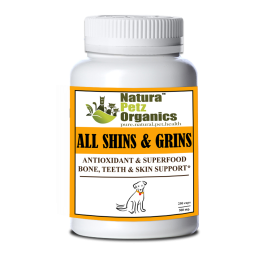 All Shins & Grins Capsules - Antioxidant Super Food Bone, Eye, Teeth & Skin Support Dog & Cat* (size: DOG/ 250 caps / 500 mg.)