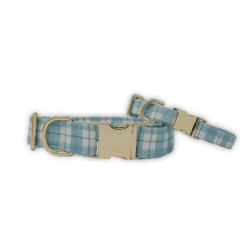 Seaside Plaid Classic Dog Collar (size: L)