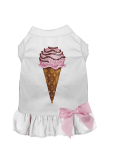 My Favorite Chewy Vuitton Ice Cream Dress (Color: White, size: small)
