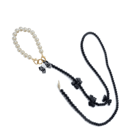 Pearl and Bows Dog Leash (Color: Black)