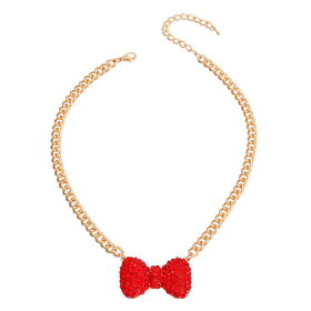 Red Bow Pendant Necklace (size: medium)