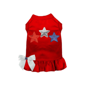 Red, White, & Blue Stars Tee/Dress (Color: Red, size: X Large)