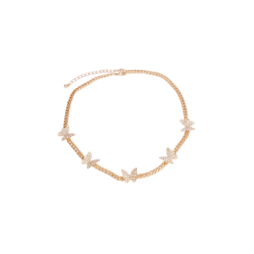 Rhinestone Butterfly Necklace (size: medium)