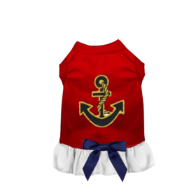 Sailor Girl Dog Dress (Color: Red, size: medium)