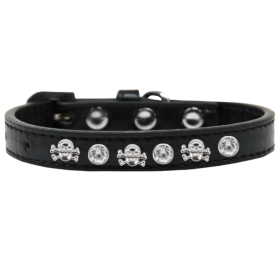 Skull Studded Collar (Color: Black, size: 16")