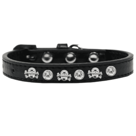 Skull Studded Collar (Color: Black, size: 20")