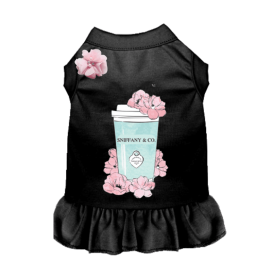 Sniffany and Coffee Dog Dress (Color: Black, size: large)