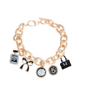 Bags & Bows Charm Necklace (Color: Black, size: large)