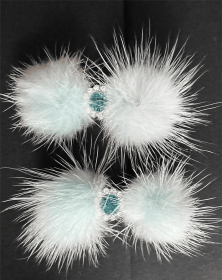 Snowflake Pom Pom Hair Barrettes (Color: MINT)