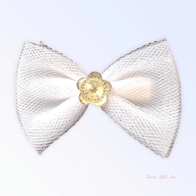 Tulle & Crystal Flower Barette (Color: White)