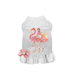 Fancy Flamingo Dress (Color: White, size: X Large)