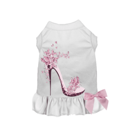 Floral Spring Stiletto Dress (Color: White, size: large)