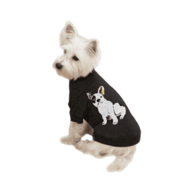 Frenchie Sequin Tee (Color: Black, size: X Small)