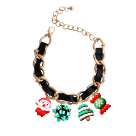 Holiday Charm Dog Necklace (Color: Black, size: 18")