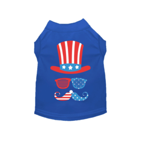 Uncle Sam Style Tee Blue Patriotic Dog Shirt (Color: Solid Light Pink, size: XS)