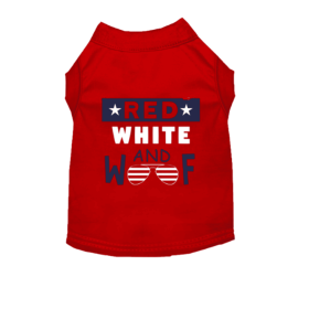 Red, White & Woof Tee Patriotic Dog T-Shirt (Color: Grey, size: XL)