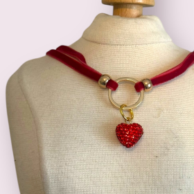 My Sweet Petite Luxury Velvet Rope Dog Collar Necklace (Color: Cream, size: large-l)