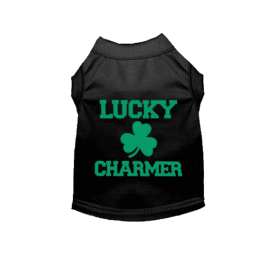 Lucky Charmer St. Patrick's Day Dog Tee (Color: Black, size: medium)