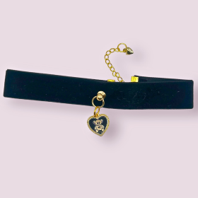 Lux Velvet Bear Dog Necklace (size: small-s)