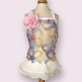 Chiffon Summer Floral Ruffle Dog Dress (size: M)