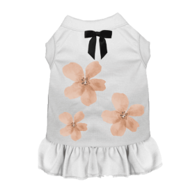 Florets- Dog Dress (Color: White, size: XL)