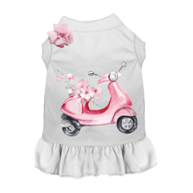 Parisian Scooter Day Trip- Dog Dress (Color: White, size: XS)