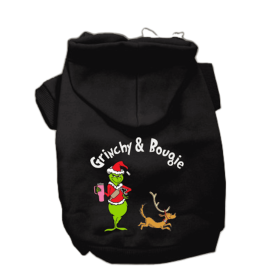 Grinchy and Bougie- Dog Hoodie (Color: Black, size: medium)