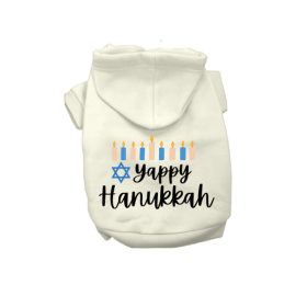 Yappy Hanukkah- Dog Hoodie (Color: Cream, size: XS)