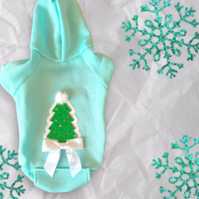 Quilted Christmas Tree Dog Hoodie (size: S)