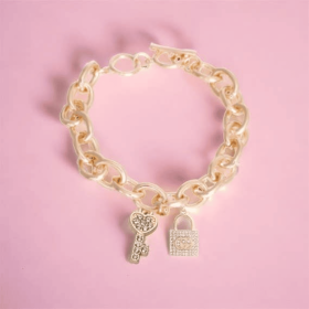 Lock and Key Gucchewi Charm Dog Collar Necklace (size: 12)