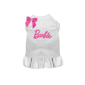 Barbie Bow Dog Dress (Color: WHITE 3 BOWS, size: 2XL)