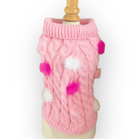 Mink Pom Knit Dog Sweater (size: L)