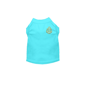 Chenille Embroidered Anchor Dog Shirt (Color: Blue, size: large)
