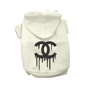 Chewnel Drippy Dog Hoodies (Color: Cream, size: X Large)