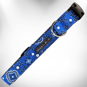 Bandana Dog Collars (Color: Blue, size: S 3/4" width fits 10-14" neck)