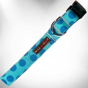 Polka Dot Dog - Monotone Collars (Color: Turquoise, size: XS 5/8" width fits 8-12" neck)