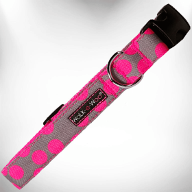 Polka Dot Dog - Neon Collars (Color: Pink Dot on Grey, size: XS 5/8" width fits 8-12" neck)