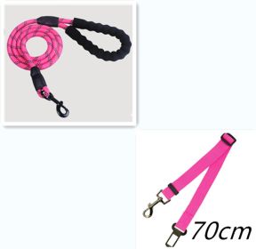 dog harness set; with leas frog leash pet mesh breathable small dog chest back retractable dog leash pet harness (Option: Pink set)