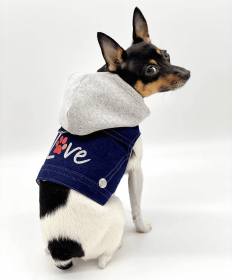 Denim Hoodie "Love" Harness Vest (Color: Gray)
