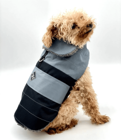 DoggieCoutureNY Water Resistant Coat (Color: Gray & Black)