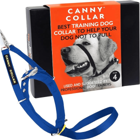 Canny Collar No-Pull Dog Head Collar Gentle & Humane Leash Training Aid (Color: Blue, size: Size 4 - Neck size 15"-17")