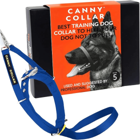 Canny Collar No-Pull Dog Head Collar Gentle & Humane Leash Training Aid (Color: Blue, size: Size 5 - Neck size 17"-19")