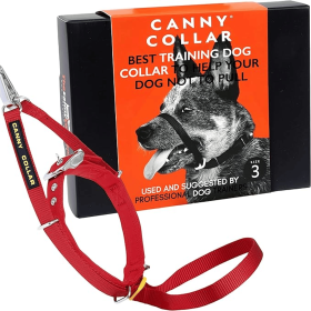 Canny Collar No-Pull Dog Head Collar Gentle & Humane Leash Training Aid (Color: Red, size: Size 3 - Neck size 13"-15")