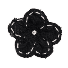 FL2003 | Linen Flower Dog | Cat | Pet Bow on Velcro Fastener|Pets Ribbons (size: Black)