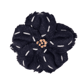 FL2003 | Linen Flower Dog | Cat | Pet Bow on Velcro Fastener|Pets Ribbons (size: Navy)